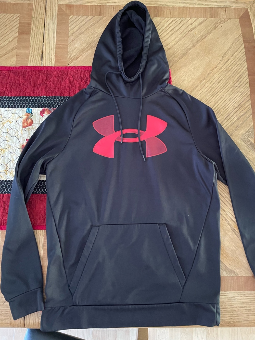 Under Armour Black Hoodie with Red Logo Pullover